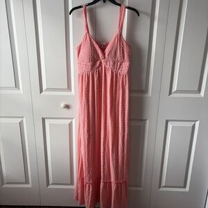 Harlow & Rose Coral Eyelet Maxi Dress Size Large